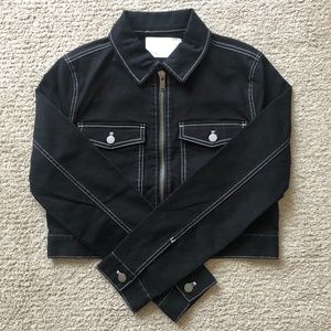 OAK & FORT CONTRAST STITCH CROPPED JACKET